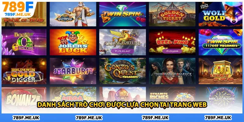 Danh sách trò chơi được lựa chọn tại trang web